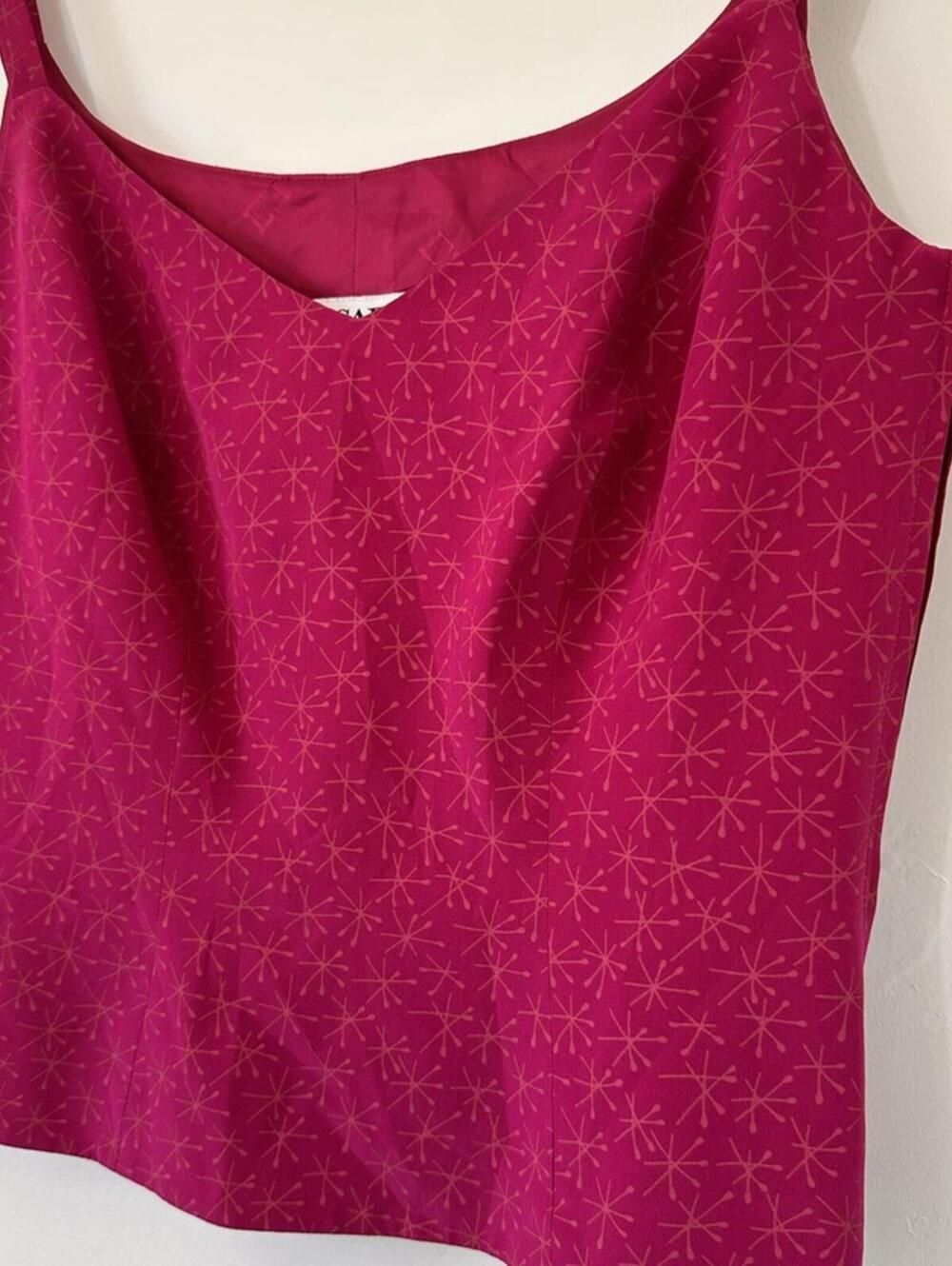 Vintage Escada Margaretha Ley Silk Tank Top EU 36 Pink Starburst Print - Picture 4 of 14